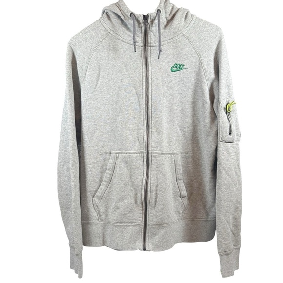 Vintage Nike Gray and Green Golf Full-Zip Hoodie with Green Logo - Picture 1 of 12